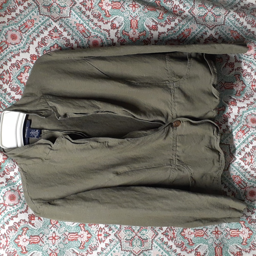 Jones Wear Olive Green Light Peacoat, Size 16